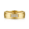 14K Yellow Gold Diamond Men's Ring in Horizontal Brush Finish - 0.1 ct