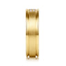 14K Yellow Gold Diamond Men's Ring in Horizontal Brush Finish - 0.1 ct