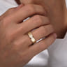14K Yellow Gold Diamond Men's Ring in Horizontal Brush Finish - 0.1 ct