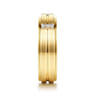14K Yellow Gold Diamond Men's Ring in Horizontal Brush Finish - 0.3 ct