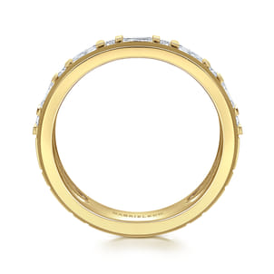 14K Yellow Gold Diamond Men's Wedding Ring in High Polish Finish