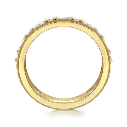 14K Yellow Gold Diamond Men's Wedding Ring in High Polish Finish