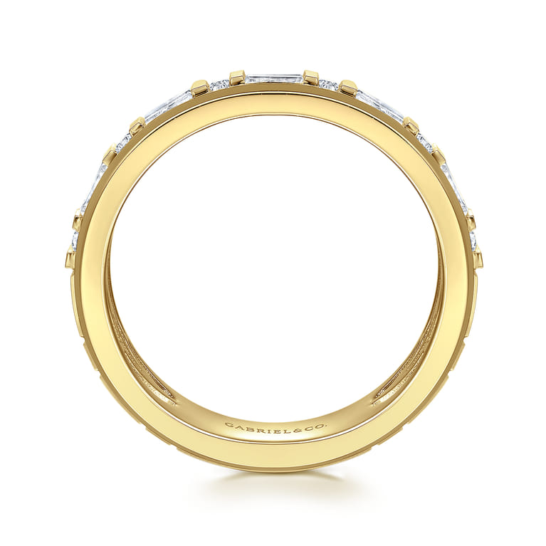 14K Yellow Gold Diamond Men's Wedding Ring in High Polish Finish - 0.9 ct - Shot 2