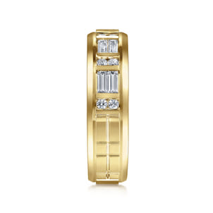 14K Yellow Gold Diamond Men's Wedding Ring in High Polish Finish