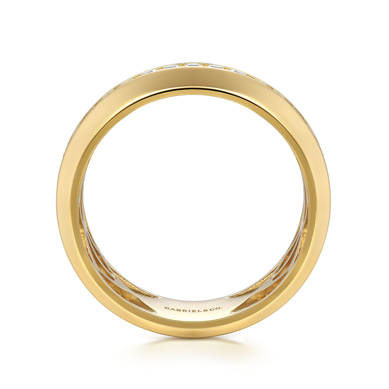 14K Yellow Gold Diamond Men's Wedding Ring in High Polish Finish