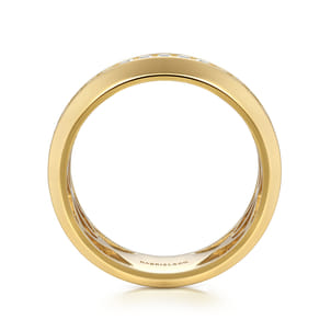 14K Yellow Gold Diamond Men's Wedding Ring in High Polish Finish