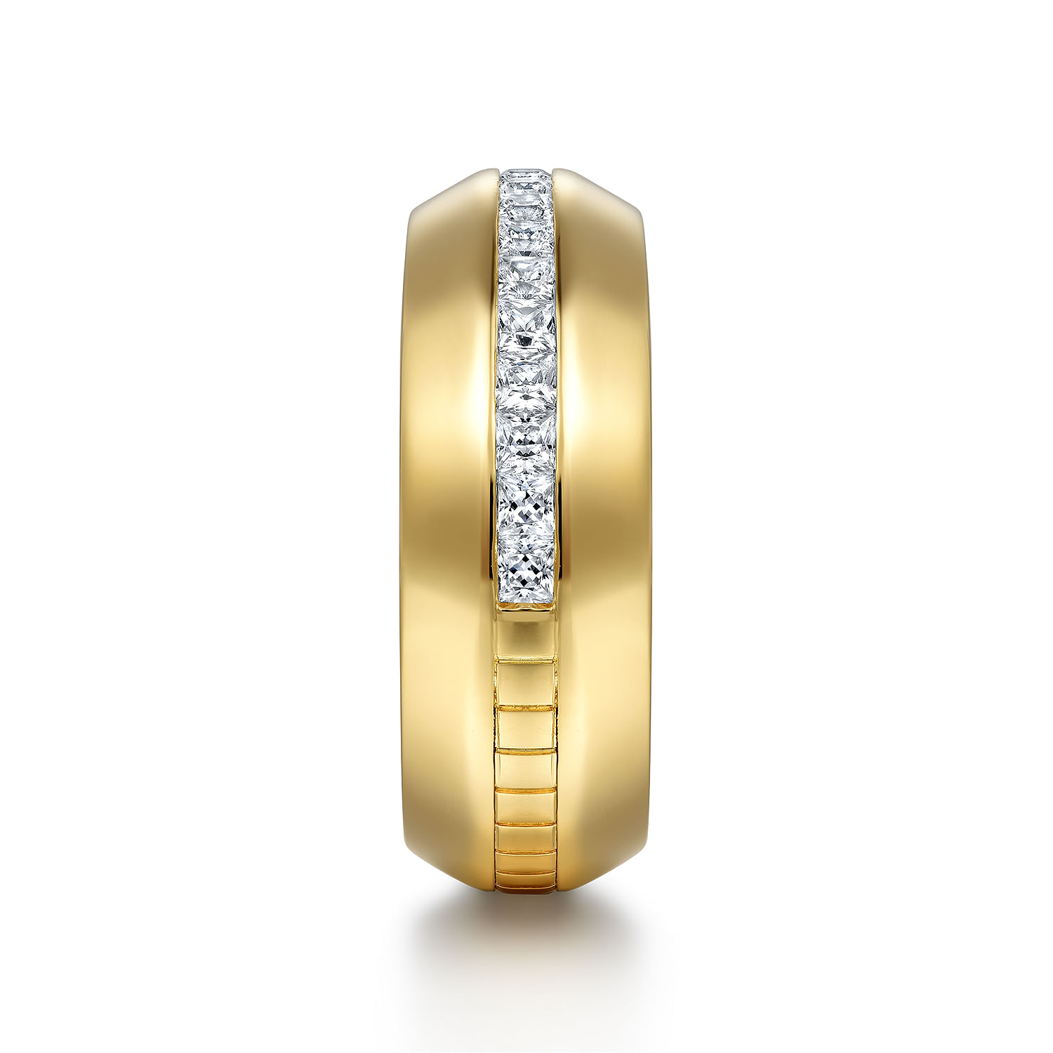 14K Yellow Gold Diamond Men's Wedding Ring in High Polish Finish