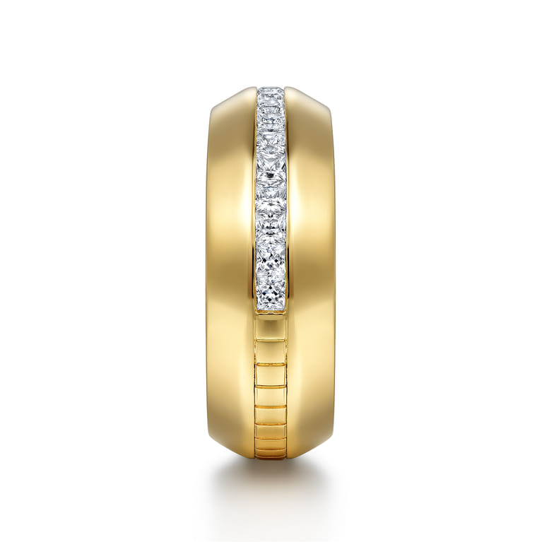 14K Yellow Gold Diamond Men's Wedding Ring in High Polish Finish - 1 ct - Shot 4