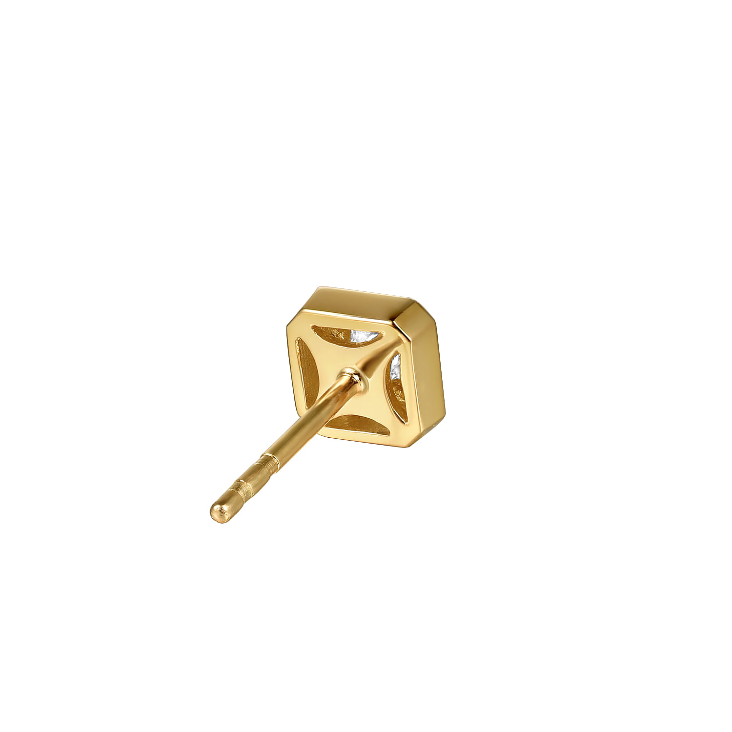14K Yellow Gold Diamond Mens Angular Cuts Single Stud Earring - 0.14 ct - Shot 3