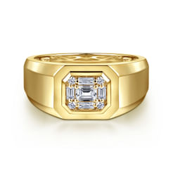 14K Yellow Gold Diamond Mens Engagement Ring in High Polish Finish