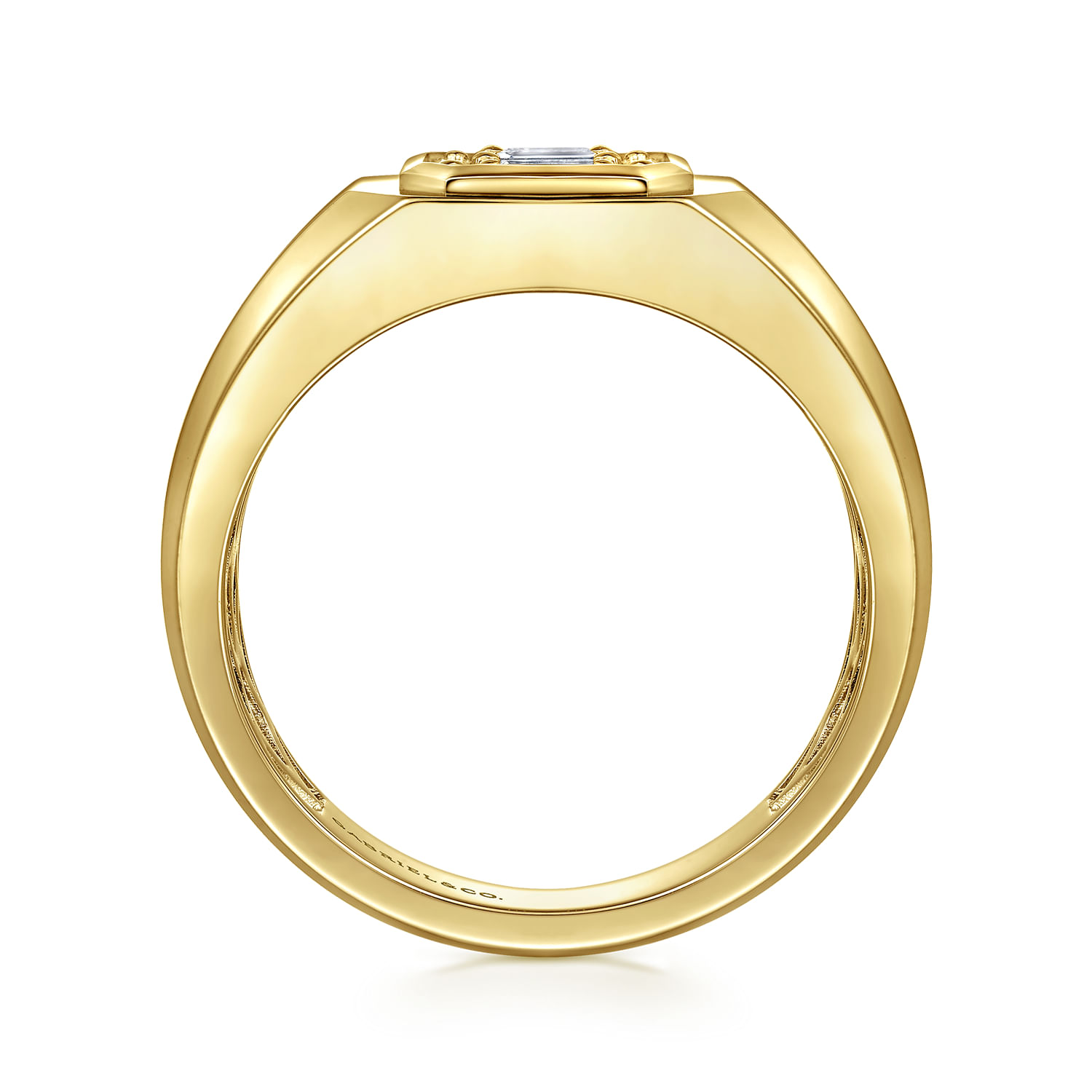 14K Yellow Gold Diamond Mens Engagement Ring in High Polish Finish - 0.44 ct - Shot 2