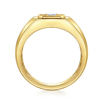 14K Yellow Gold Diamond Mens Engagement Ring in High Polish Finish