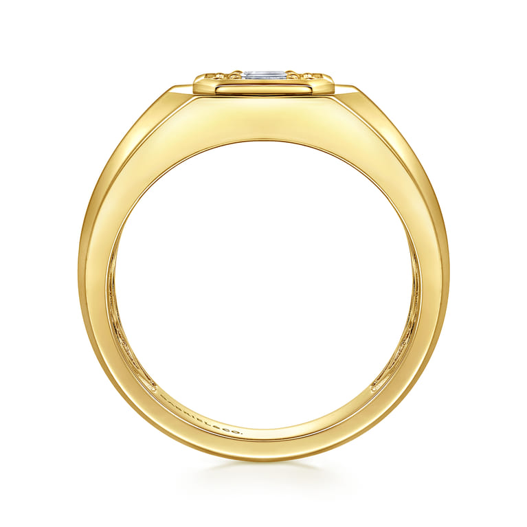 14K Yellow Gold Diamond Mens Engagement Ring in High Polish Finish - 0.45 ct - Shot 2
