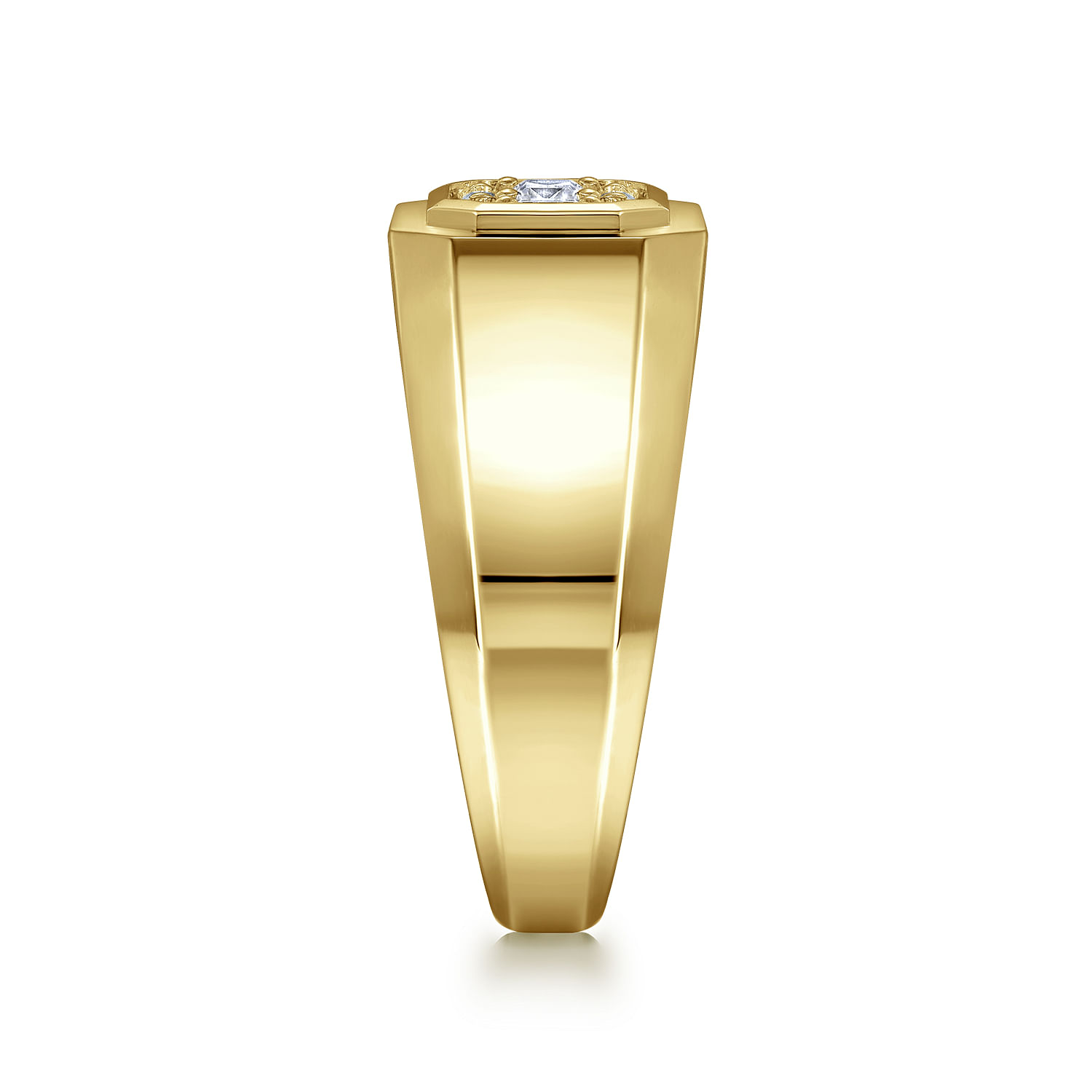 14K Yellow Gold Diamond Mens Engagement Ring in High Polish Finish - 0.44 ct - Shot 4