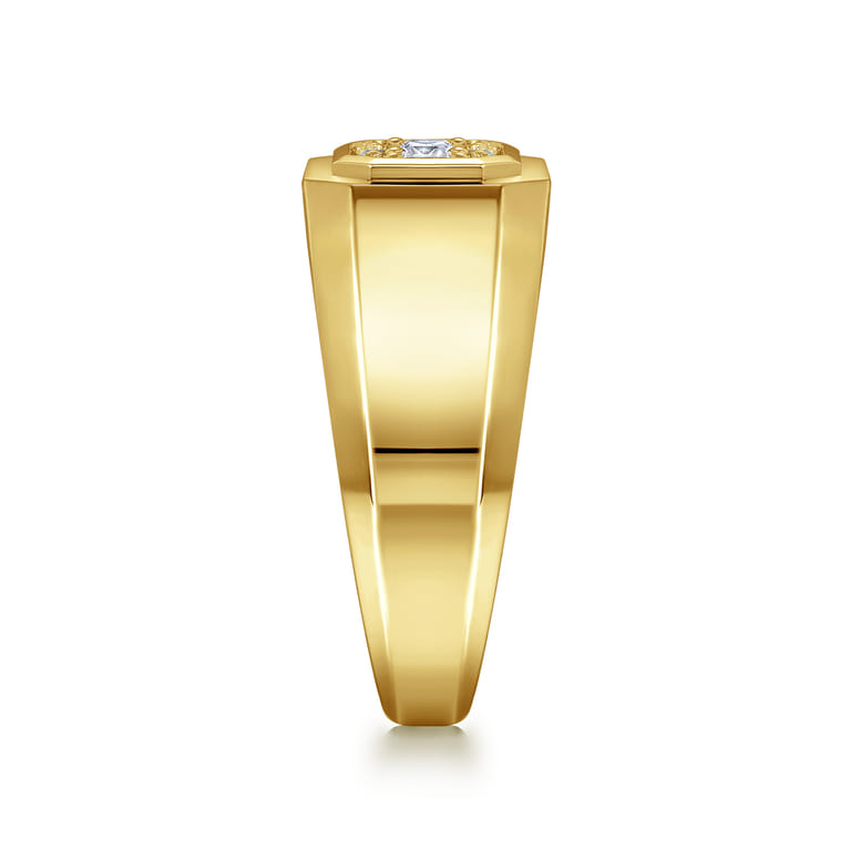 14K Yellow Gold Diamond Mens Engagement Ring in High Polish Finish - 0.45 ct - Shot 4