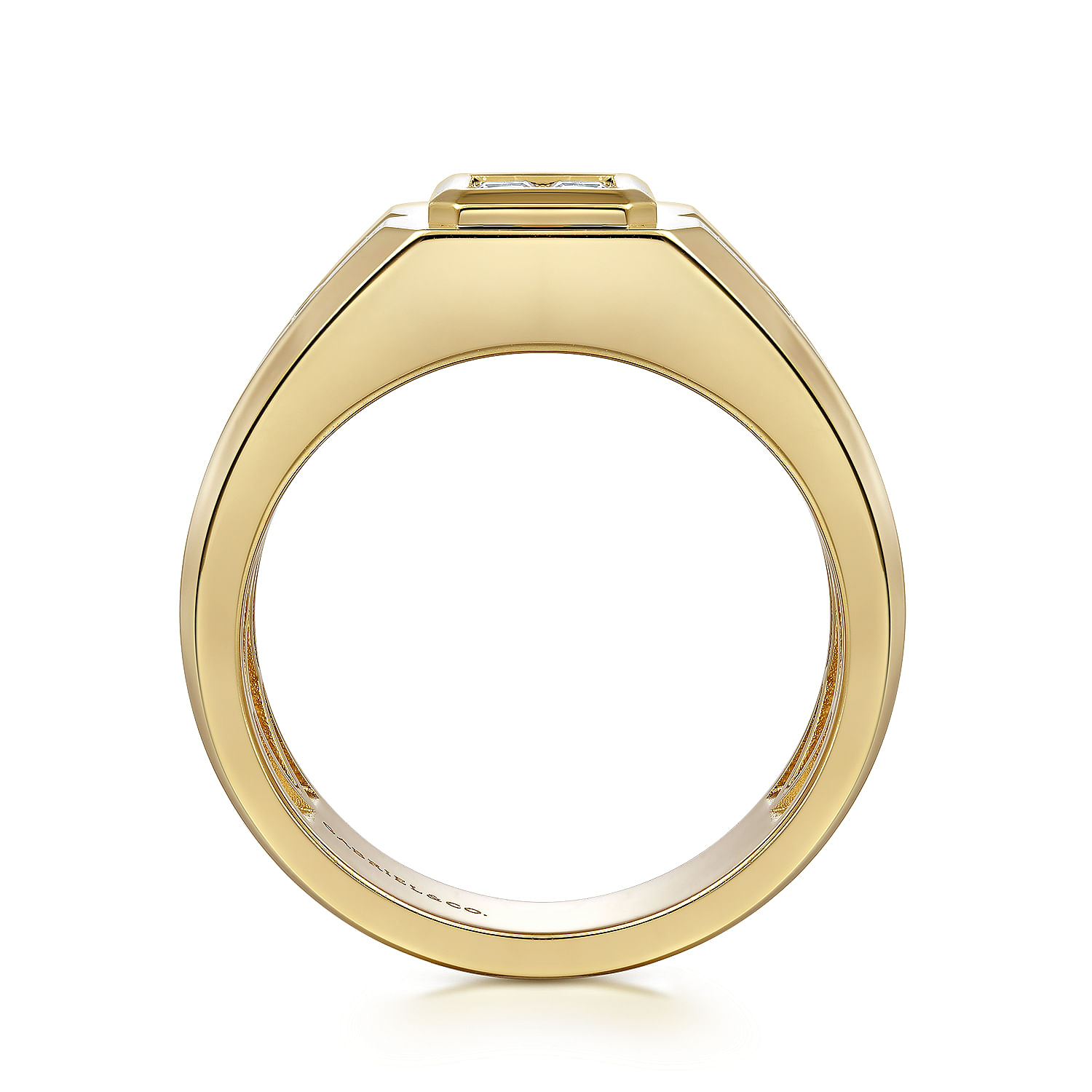 14K Yellow Gold Diamond Mens Engagement Ring in High Polish Finish