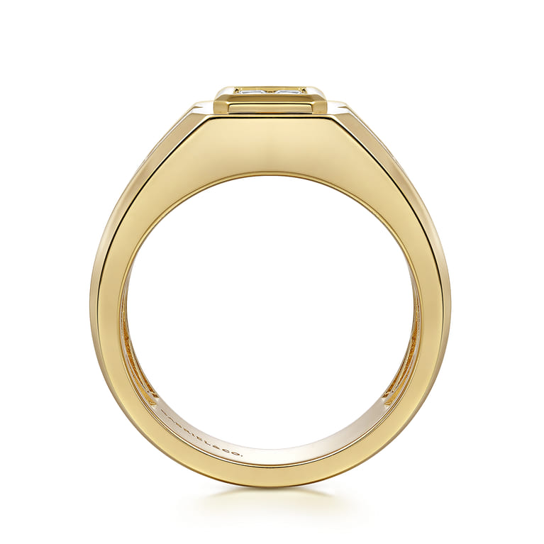 14K Yellow Gold Diamond Mens Engagement Ring in High Polish Finish - 0.5 ct - Shot 2