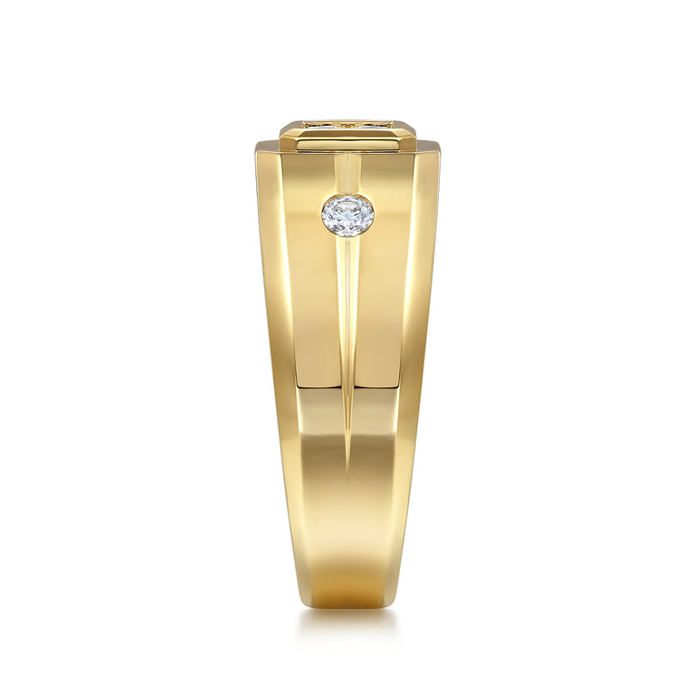 14K Yellow Gold Diamond Mens Engagement Ring in High Polish Finish - 0.5 ct - Shot 4