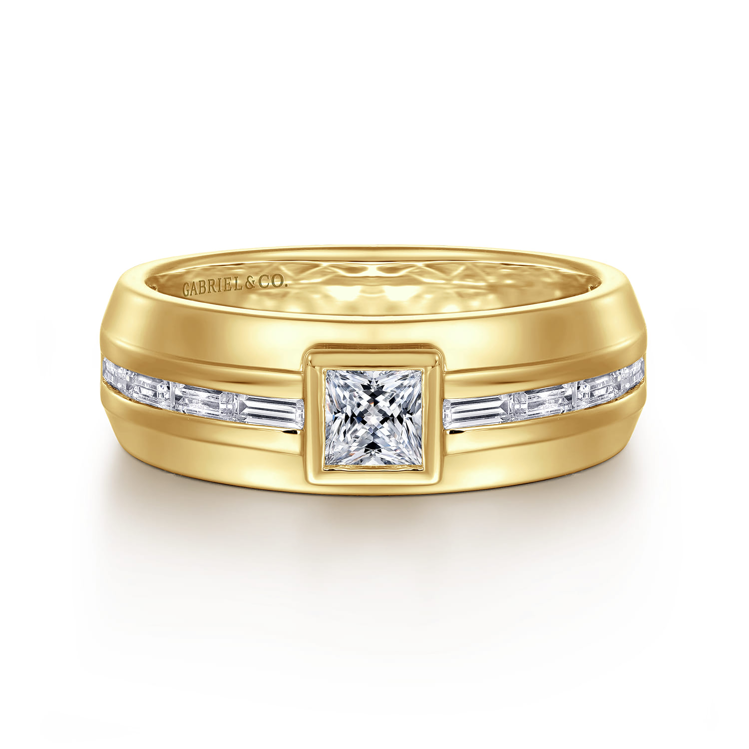 14K Yellow Gold Diamond Mens Engagement Ring in High Polished Finish - 1 ct - Shot 1