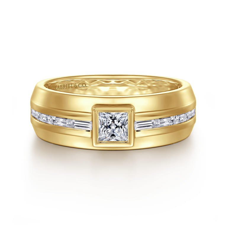 14K Yellow Gold Diamond Mens Engagement Ring in High Polished Finish - 1 ct - Shot 1
