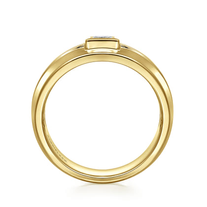 14K Yellow Gold Diamond Mens Engagement Ring in High Polished Finish