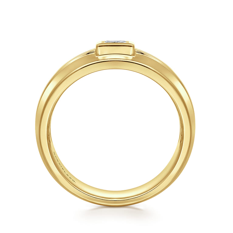 14K Yellow Gold Diamond Mens Engagement Ring in High Polished Finish - 1 ct - Shot 2