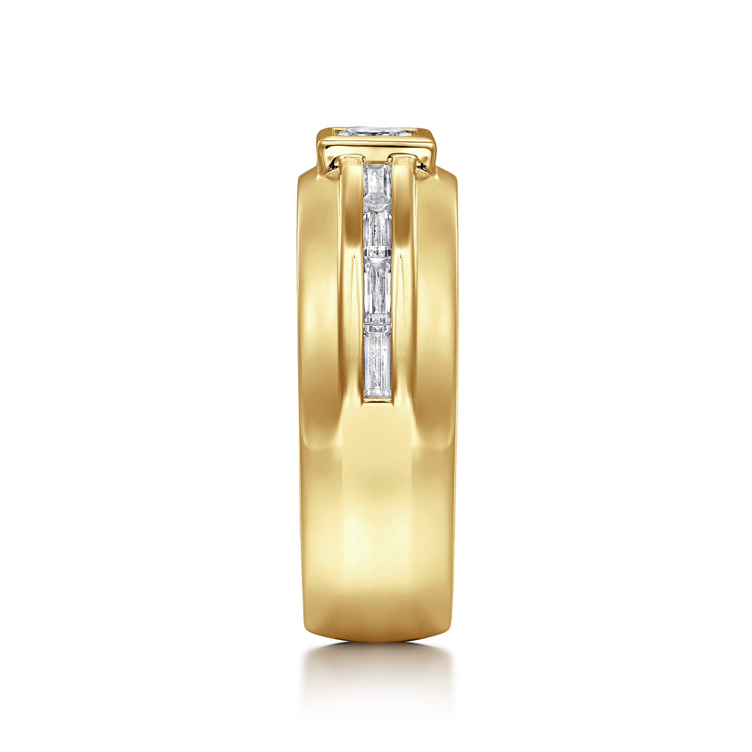 14K Yellow Gold Diamond Mens Engagement Ring in High Polished Finish - 1 ct - Shot 4
