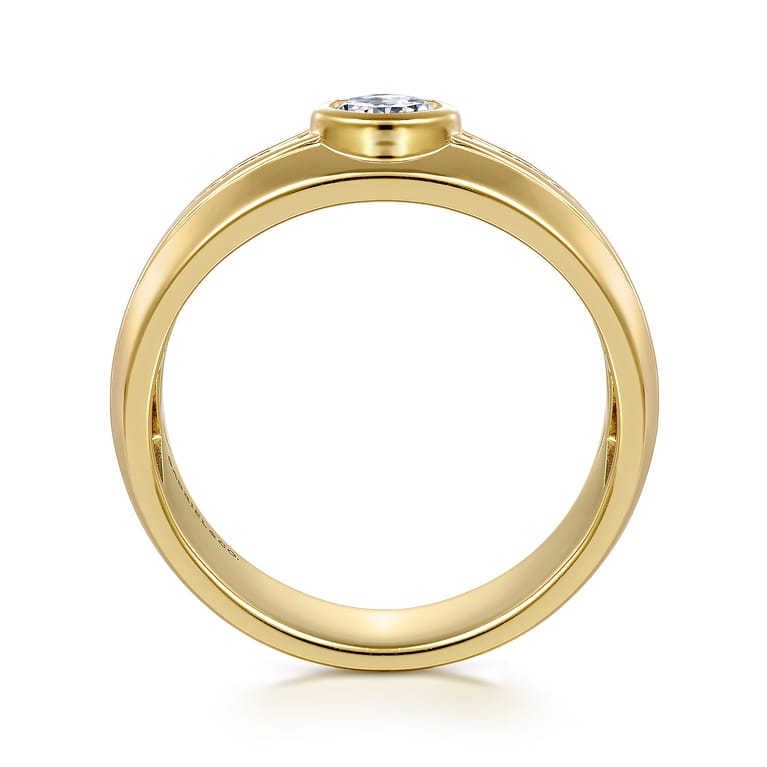 14K Yellow Gold Diamond Mens Engagement Ring in High Polished Finish - 1.05 ct - Shot 2