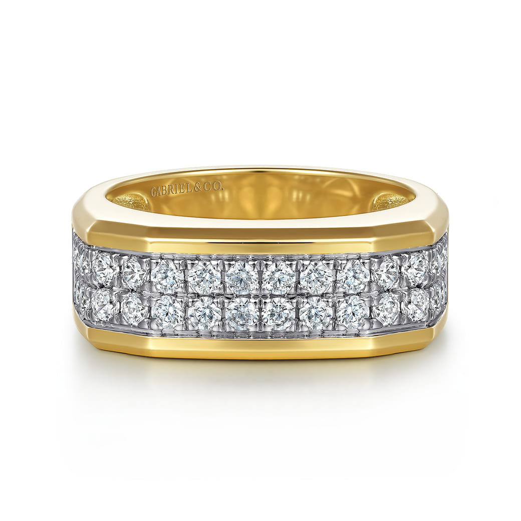 14K Yellow Gold Diamond Mens Ring in High Polish Finish $4850