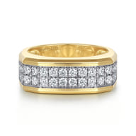 14K Yellow Gold Diamond Mens Ring in High Polish Finish