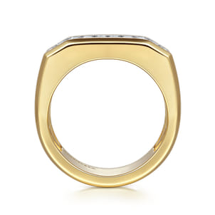 14K Yellow Gold Diamond Mens Ring in High Polish Finish