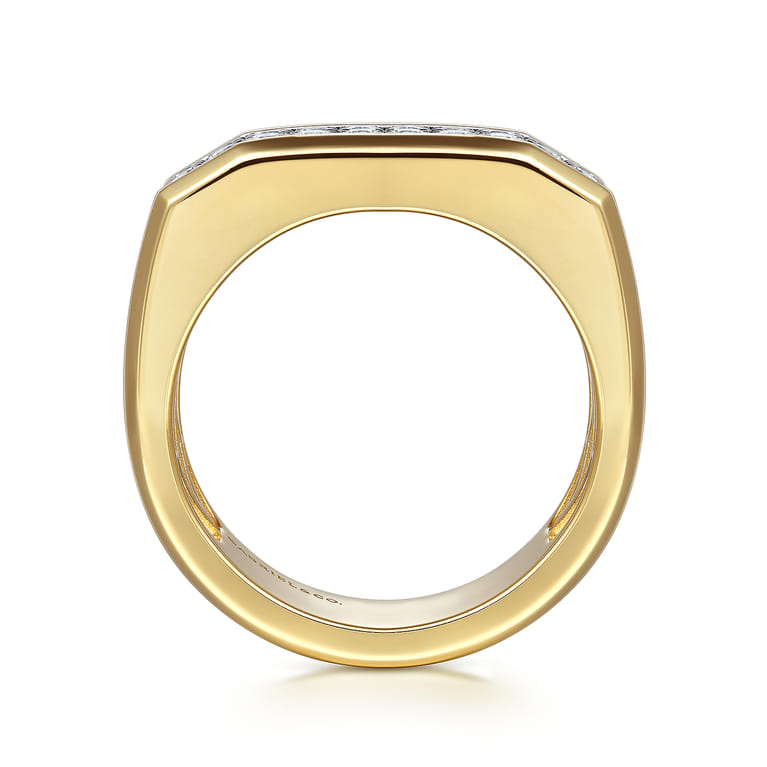 14K Yellow Gold Diamond Mens Ring in High Polish Finish - 1.1 ct - Shot 1
