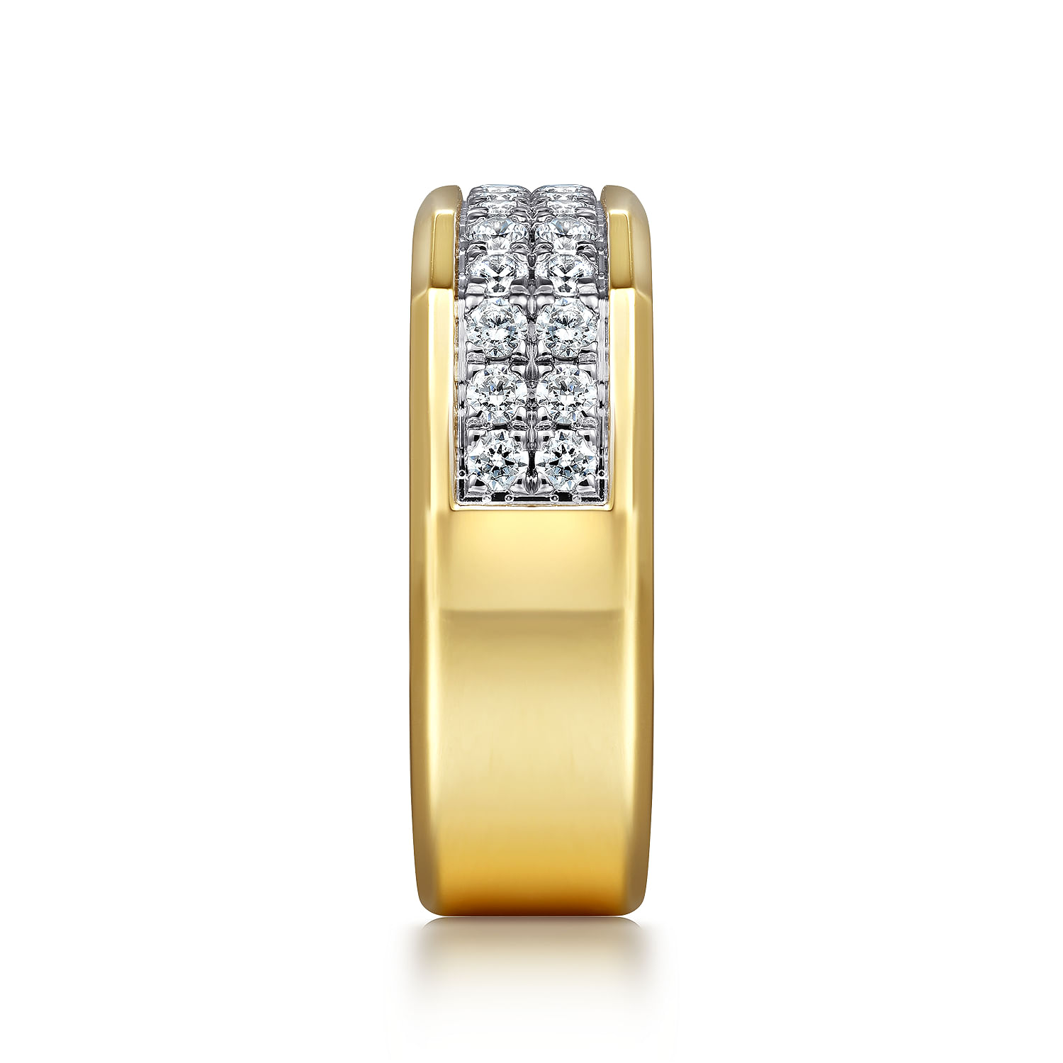14K Yellow Gold Diamond Mens Ring in High Polish Finish