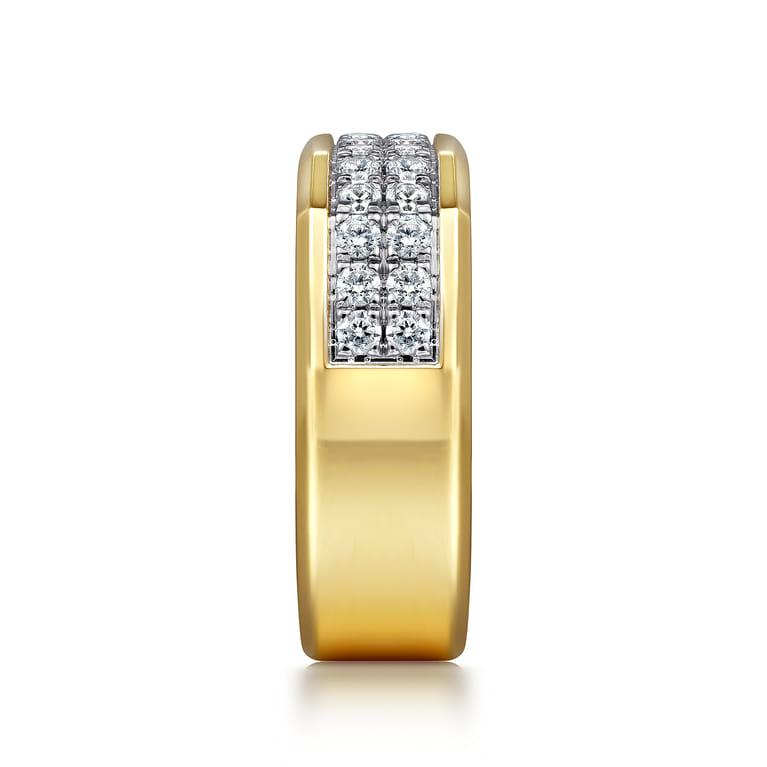 14K Yellow Gold Diamond Mens Ring in High Polish Finish - 1.1 ct - Shot 3