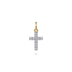 14K Yellow Gold Diamond Mini Cross Pendant