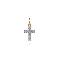 14K Yellow Gold Diamond Mini Cross Pendant