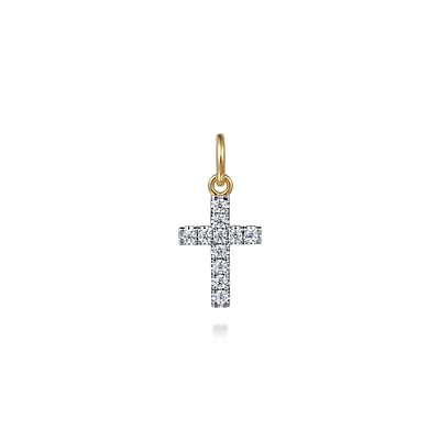 14K Yellow Gold Diamond Mini Cross Pendant