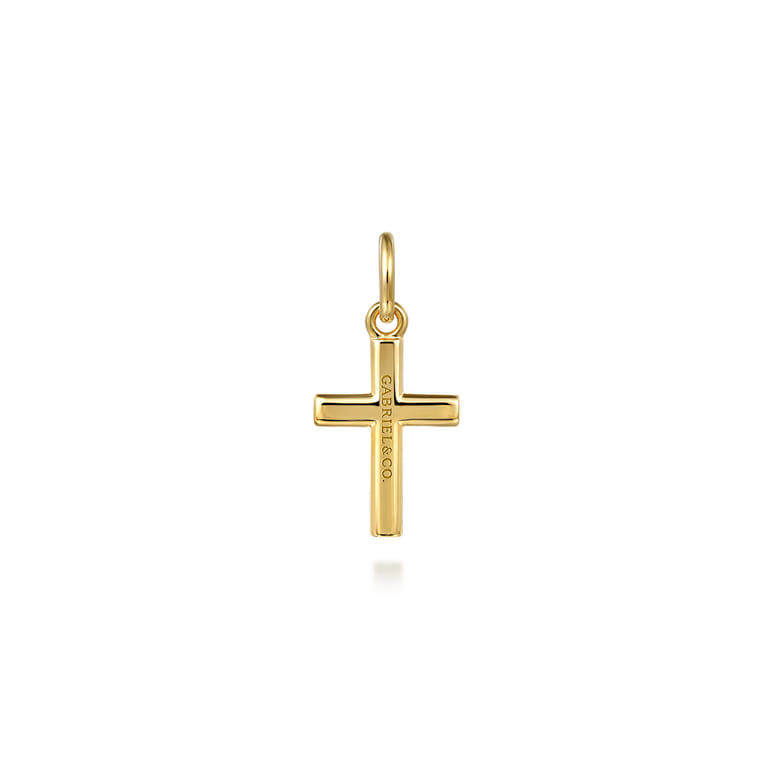 14K Yellow Gold Diamond Mini Cross Pendant - 0.33 ct - Shot 2