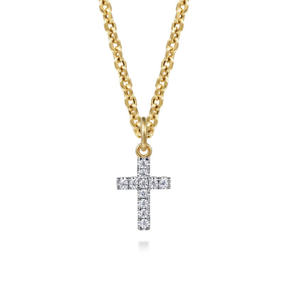 14K Yellow Gold Diamond Mini Cross Pendant