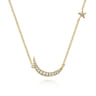 14K Yellow Gold Diamond Moon Pendant Necklace - 0.12 ct