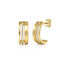 14K Yellow Gold Diamond Multi Row Huggie Earrings - 0.2 ct