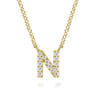 14K Yellow Gold Diamond N Initial Pendant Necklace - 0.08 ct