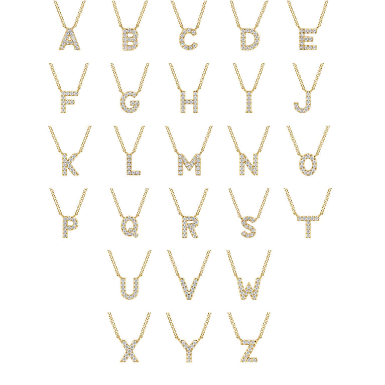 14K Yellow Gold Diamond N Initial Pendant Necklace - 0.08 ct - Shot 4