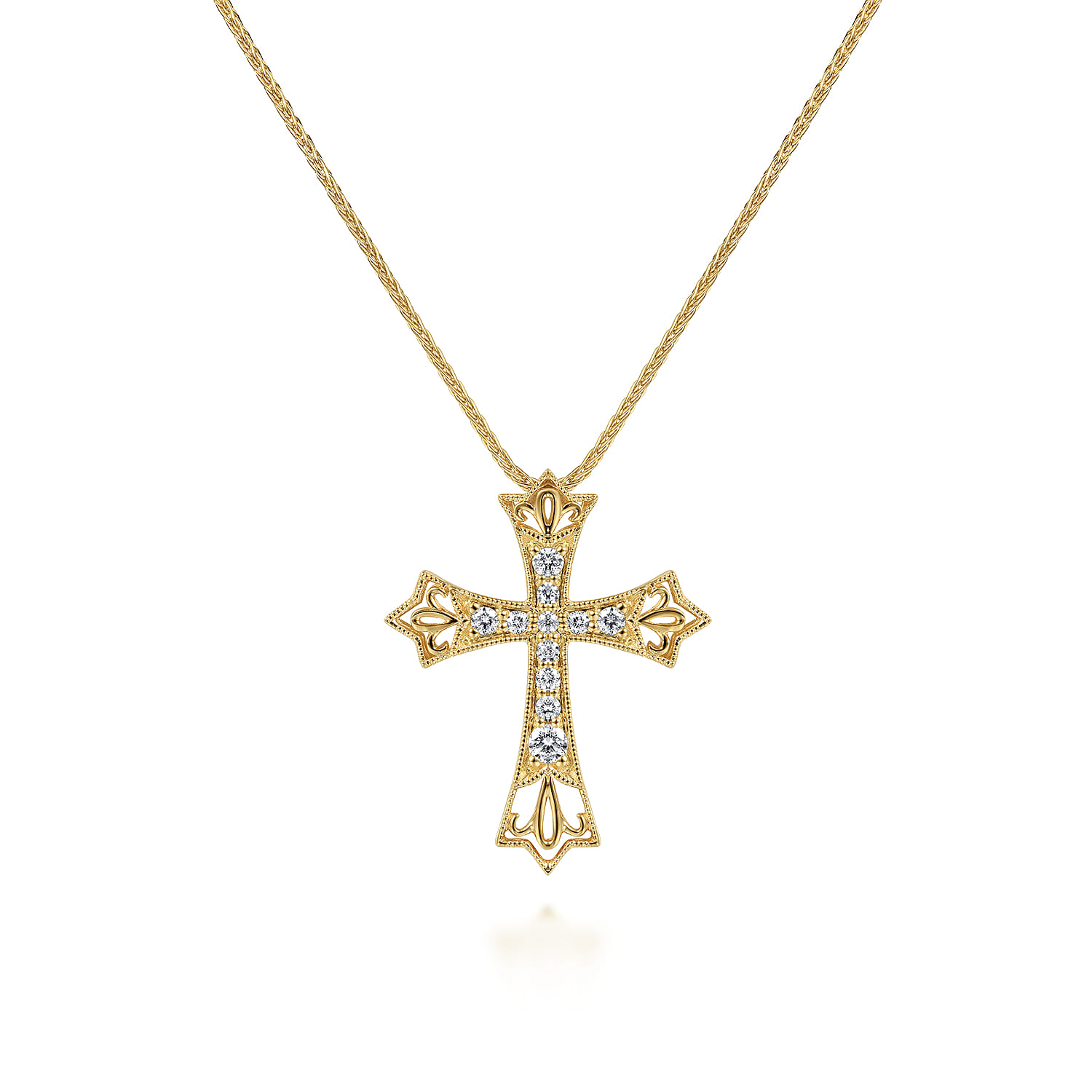 14K Yellow Gold Diamond Necklace - 0.14 ct - Shot 1