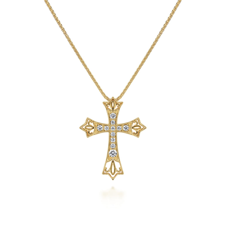 14K Yellow Gold Diamond Necklace - 0.14 ct - Shot 1