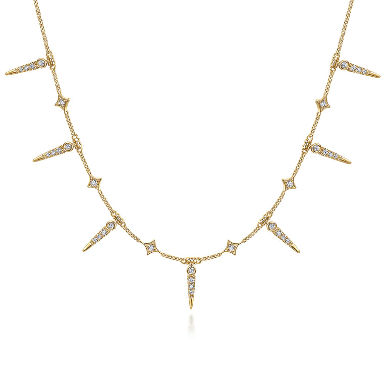 14K Yellow Gold Diamond Necklace - 0.26 ct - Shot 1