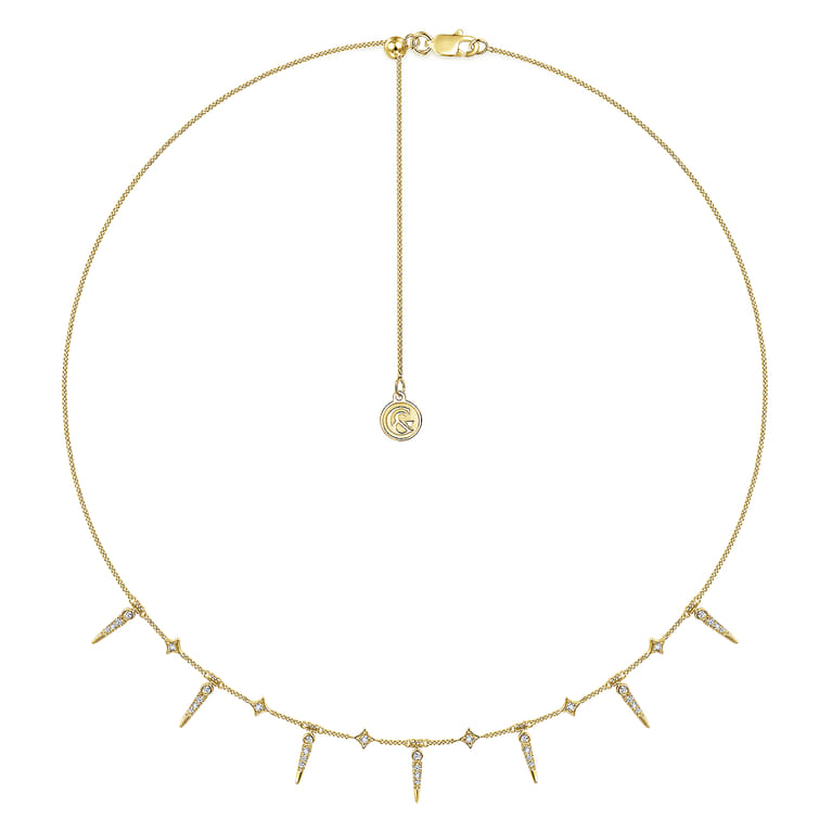 14K Yellow Gold Diamond Necklace - 0.26 ct - Shot 2