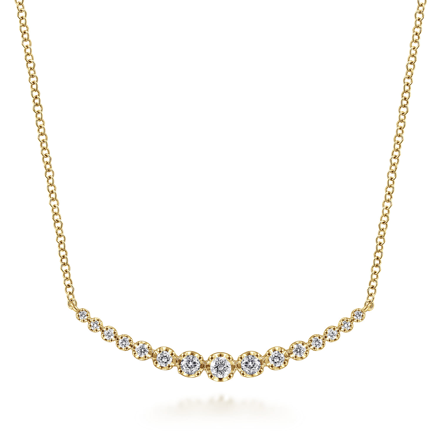 14K Yellow Gold Diamond Necklace - 0.25 ct - Shot 1