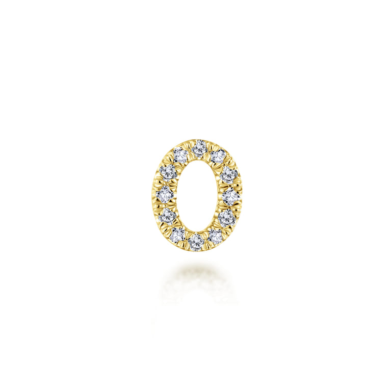 14K Yellow Gold Diamond O Initial Locket Charm - 0.05 ct - Shot 1