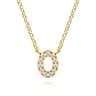 14K Yellow Gold Diamond O Initial Pendant Necklace - 0.07 ct